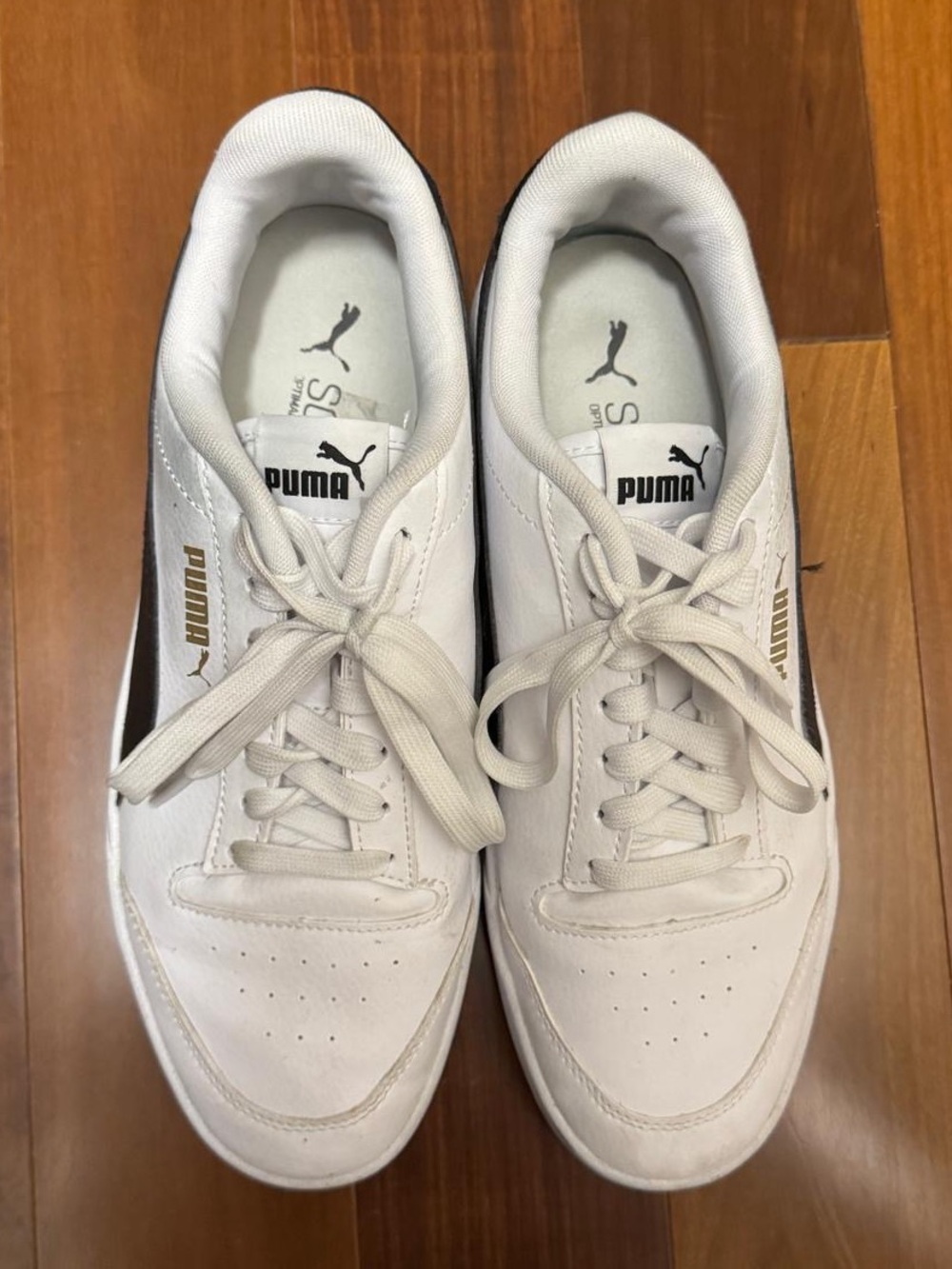 Puma Men’s White Sneakers with Gold Logo